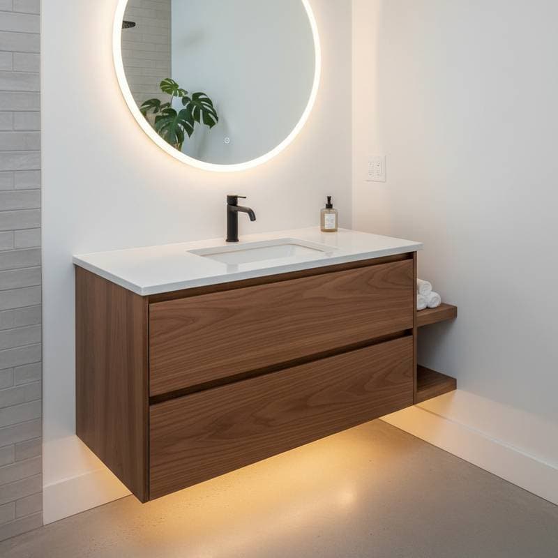 Featured image for Floating Vanities Make Small Bathrooms Feel Bigger