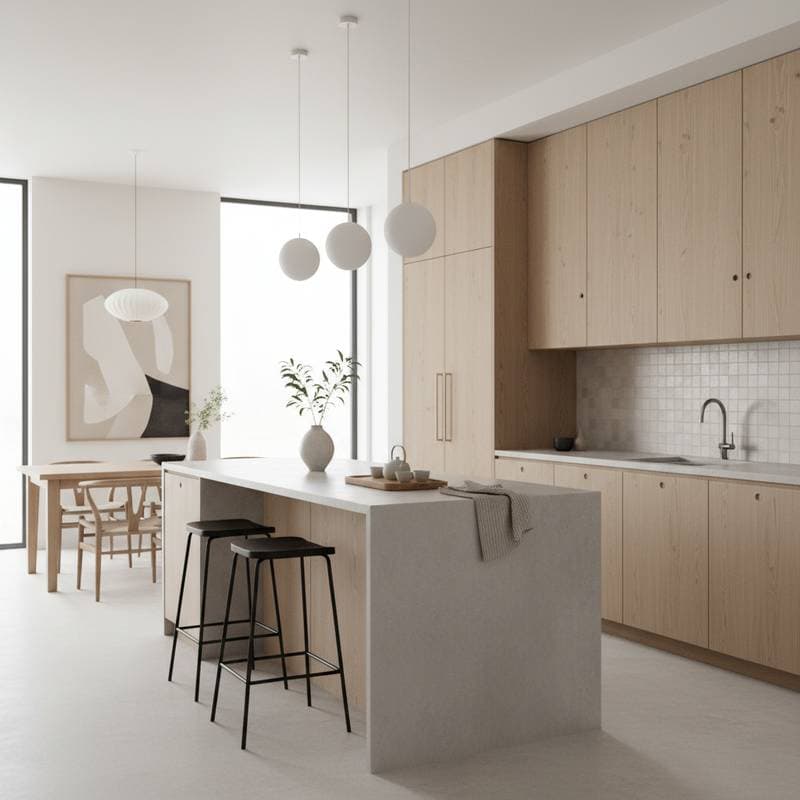 Featured image for Why Handleless Cabinets Define Japandi Kitchens