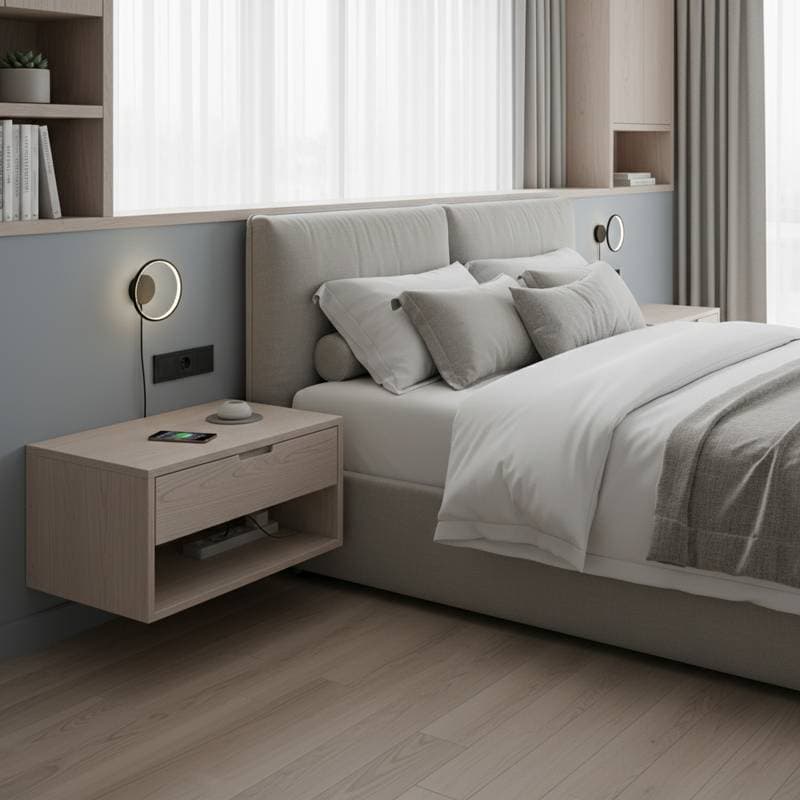 Featured image for Cable-Hidden Floating Nightstands for Clean Bedrooms