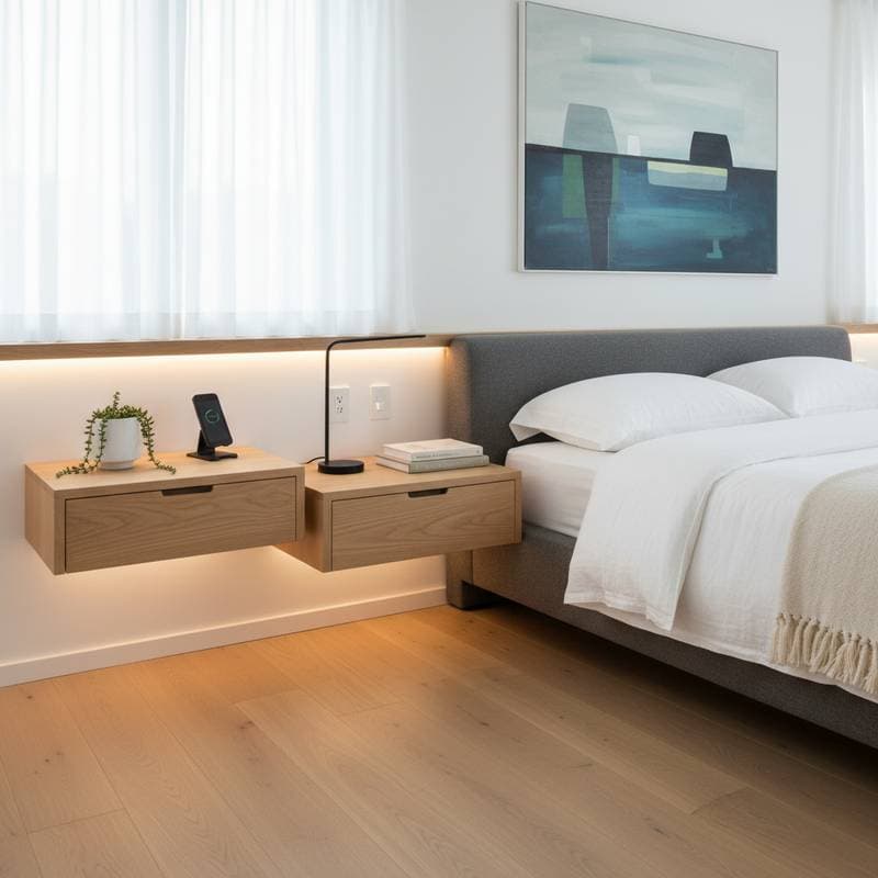 Featured image for DIY Floating Nightstands Free Up Bedroom Floor Space