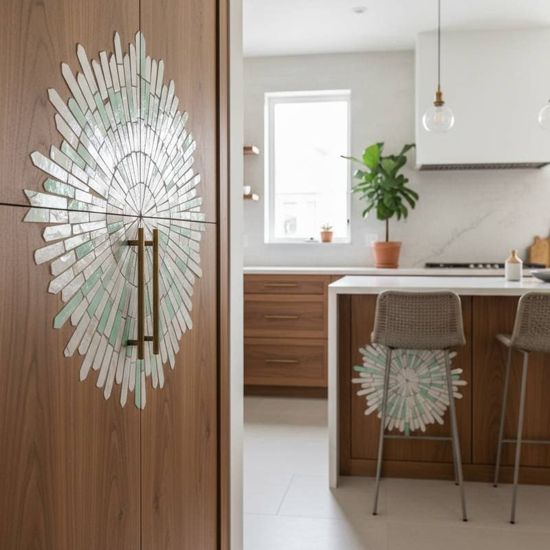 Featured image for Zellige Inlays Add Moroccan Shimmer to Wood Cabinets