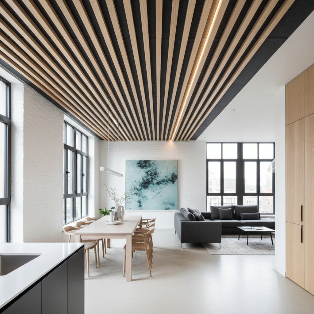 Featured image for Suspended Wood Slats Cut Echo Without Closing In Space