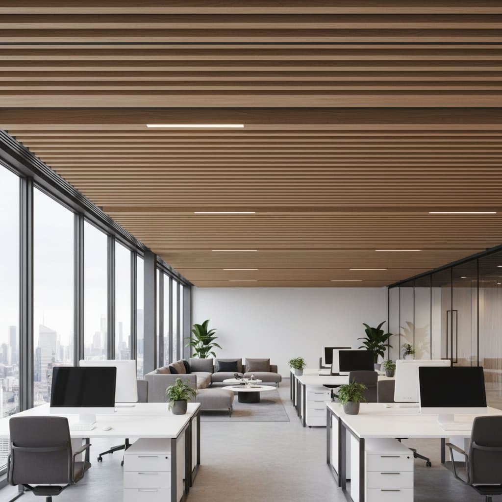 Featured image for Wood Slat Ceilings Cut Echo by 60% Without Panels
