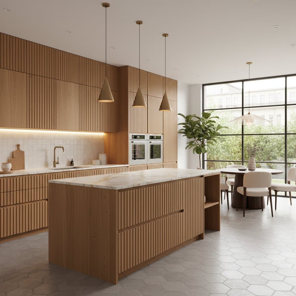 Featured image for Ribbed Oak Cabinets Replace Flat Panels in Kitchens