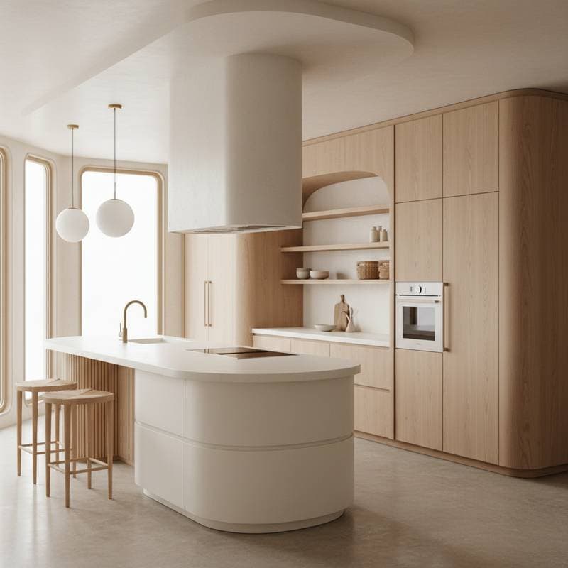 Featured image for Curved Cabinetry Replaces Hard Edges in 2026 Kitchens