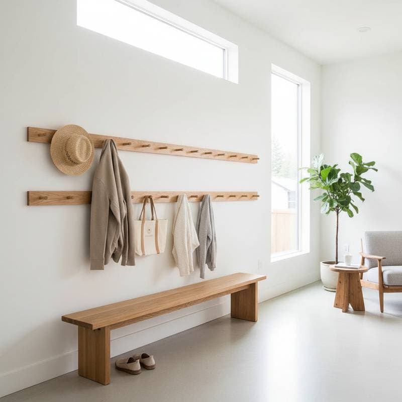 Featured image for Shaker Peg Rails Replace Closets in Minimalist Homes