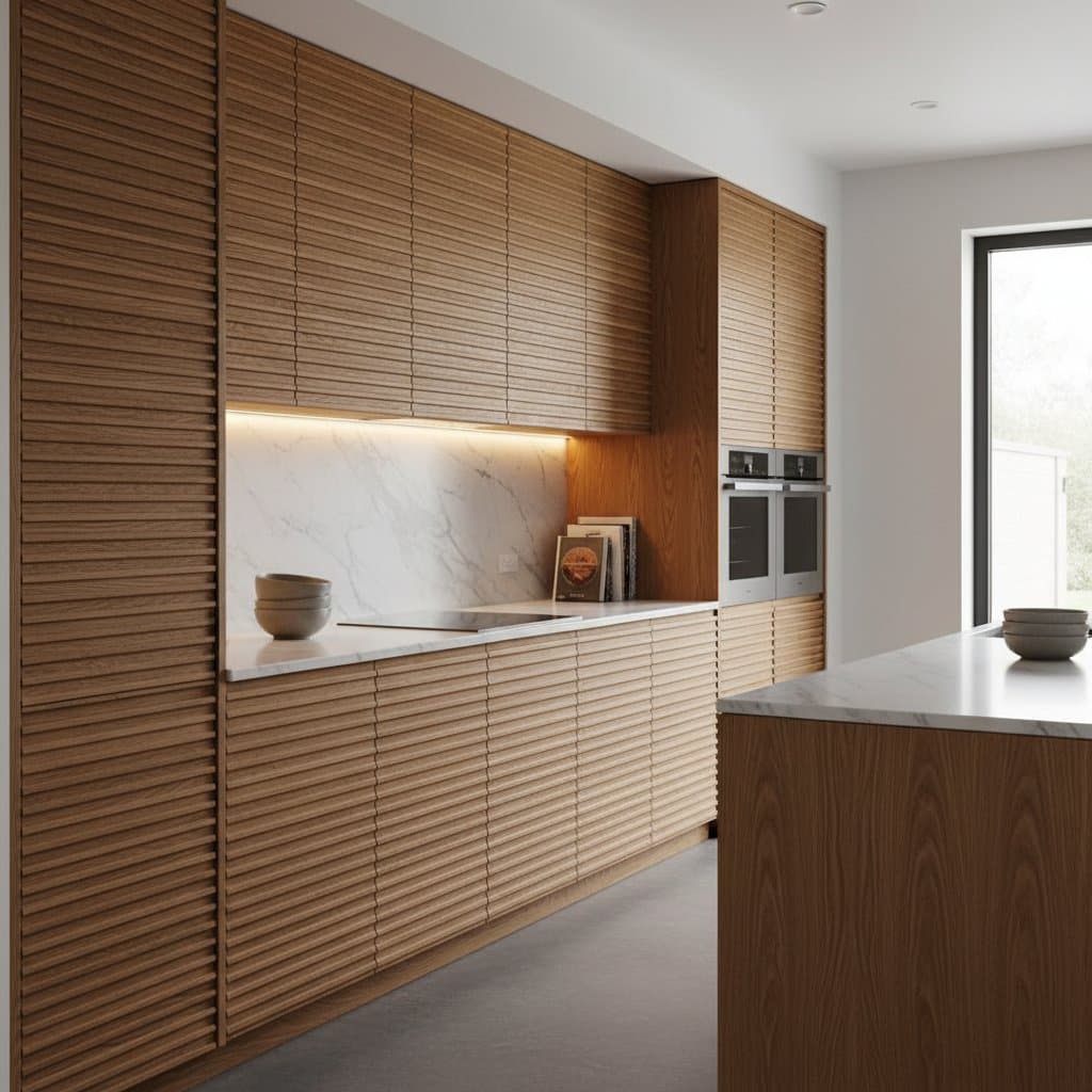 Featured image for Why Ribbed Oak Cabinets Hide Wear Better Than Gloss